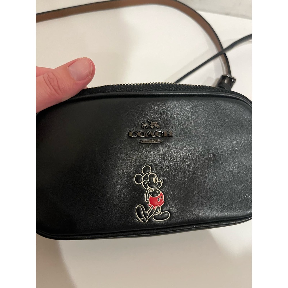 Disney x Coach Leather Mickey Mouse Crossbody- black